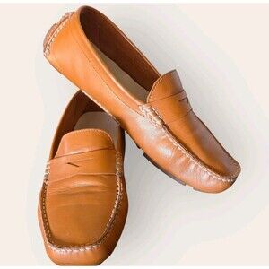 Cole Haan Trilliby Penny Loafer Driving Shoe Orange Tan Leather 8.5 B Moccasin